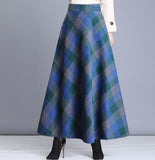 Wjczt High Waist Woolen plaid Skirts Vintage Autumn Winter Warm Women&#39;s Midi Skirts Female Fashion Casual Long Streetwear 2022