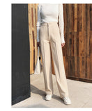 Wjczt Falling Wide Leg Pants Women&#39;s Autumn and Winter New High Waist Straight Wool Pants Versatile Loose Casual Mopping Trousers