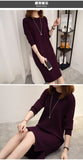 Wjczt Women&#39;s Autumn Winter Slim Sweater Dress 2021 Solid Thick Dress Round Neck Long Sleeve Knit Dress Female LJ0711
