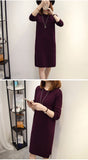Wjczt Women&#39;s Autumn Winter Slim Sweater Dress 2021 Solid Thick Dress Round Neck Long Sleeve Knit Dress Female LJ0711