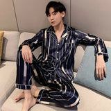 Wjczt Men Comfortable Pyjamas Set 3XL 4XL 5XL Long Sleeve Casual Home Wear Spring Autumn Silk Boy Pajama Sets Leisure Sleepwear Set