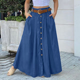 Wjczt Women's Spring Sundress 2022 ZANZEA Stylish Button Maxi Skirts Casual High Waist Long Vestidos Female Solid Robe Femme