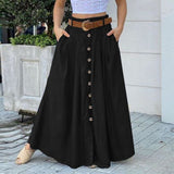 Wjczt Women&#39;s Spring Sundress 2022 ZANZEA Stylish Button Maxi Skirts Casual High Waist Long Vestidos Female Solid Robe Femme