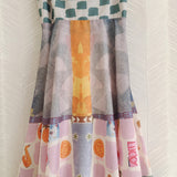 Wjczt Fashion Designer  Dress Spring Summer Women&#39;s Spaghetti Strap Flower Plaid Print Long Vacation Camisole