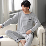 Wjczt New Spring Men Pajamas Long Sleeve Male Pajama Set Men Pure Full Cotton Pajamas For Men Sleepwear Suit homewear 4XL