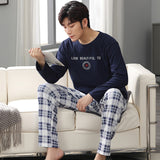Wjczt New Spring Men Pajamas Long Sleeve Male Pajama Set Men Pure Full Cotton Pajamas For Men Sleepwear Suit homewear 4XL