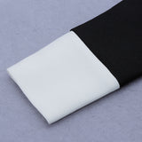 Wjczt 2022 New Aummer 2 Piece Suit Patchwork Black White O-Neck Long Sleeve Pocket Button Button Mini Hip Skirt Female Set