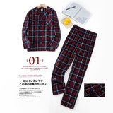 Wjczt Men&#39;s Home Suits Long-sleeved Trousers Suits for Autumn and Winter Pijamas for Men Flannel Plaid Design Pajamas for Men