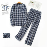 Wjczt Men&#39;s Home Suits Long-sleeved Trousers Suits for Autumn and Winter Pijamas for Men Flannel Plaid Design Pajamas for Men